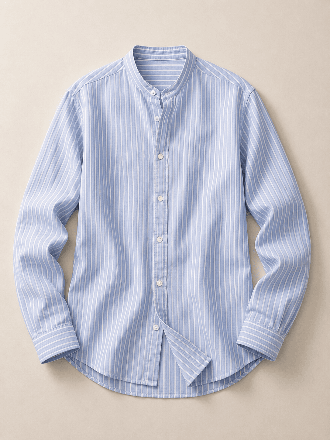 Tomis Navy half-collar shirt flat lay product photo
