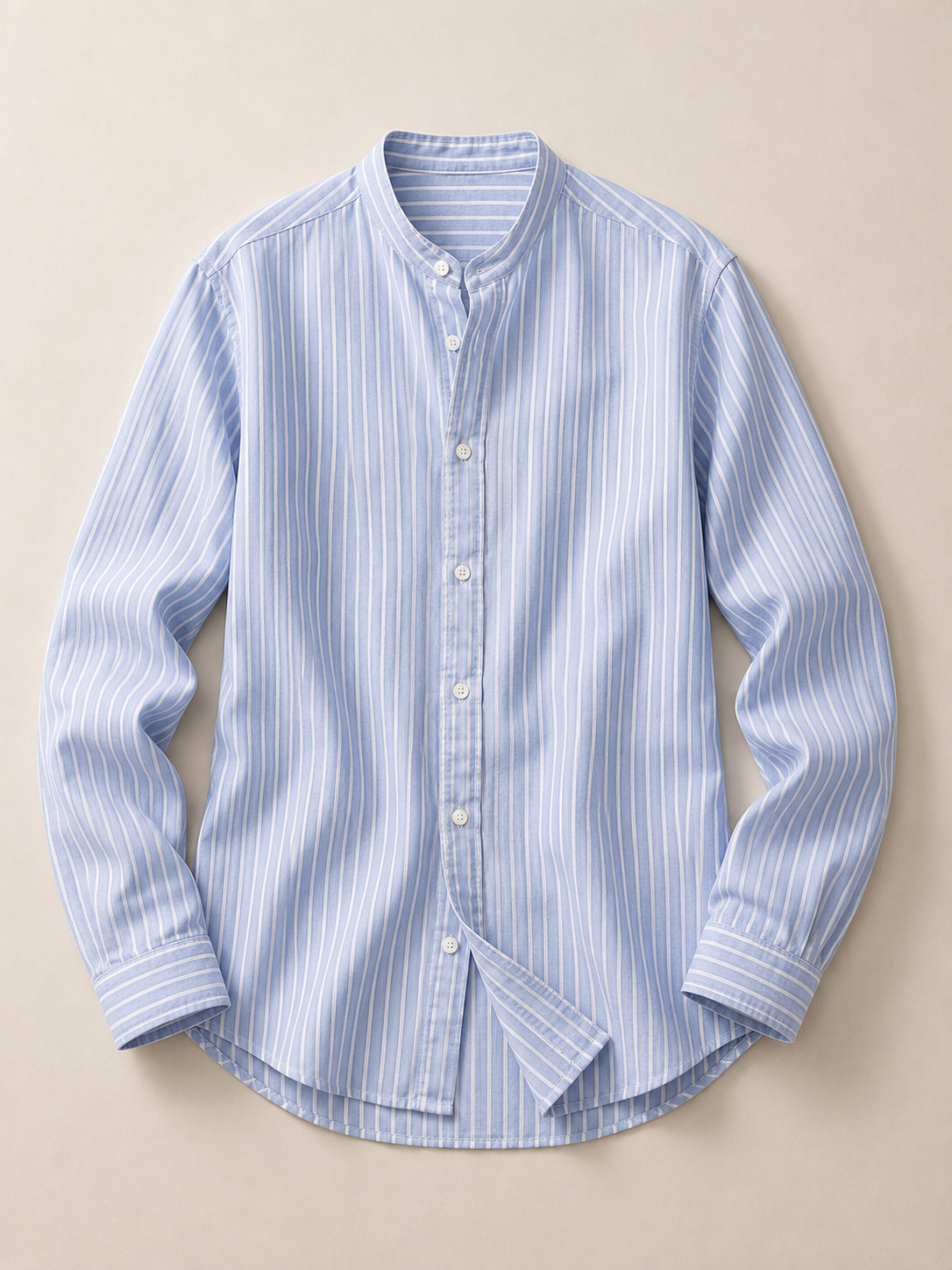 Tomis Half-Collar Shirt Blue Stripe Front