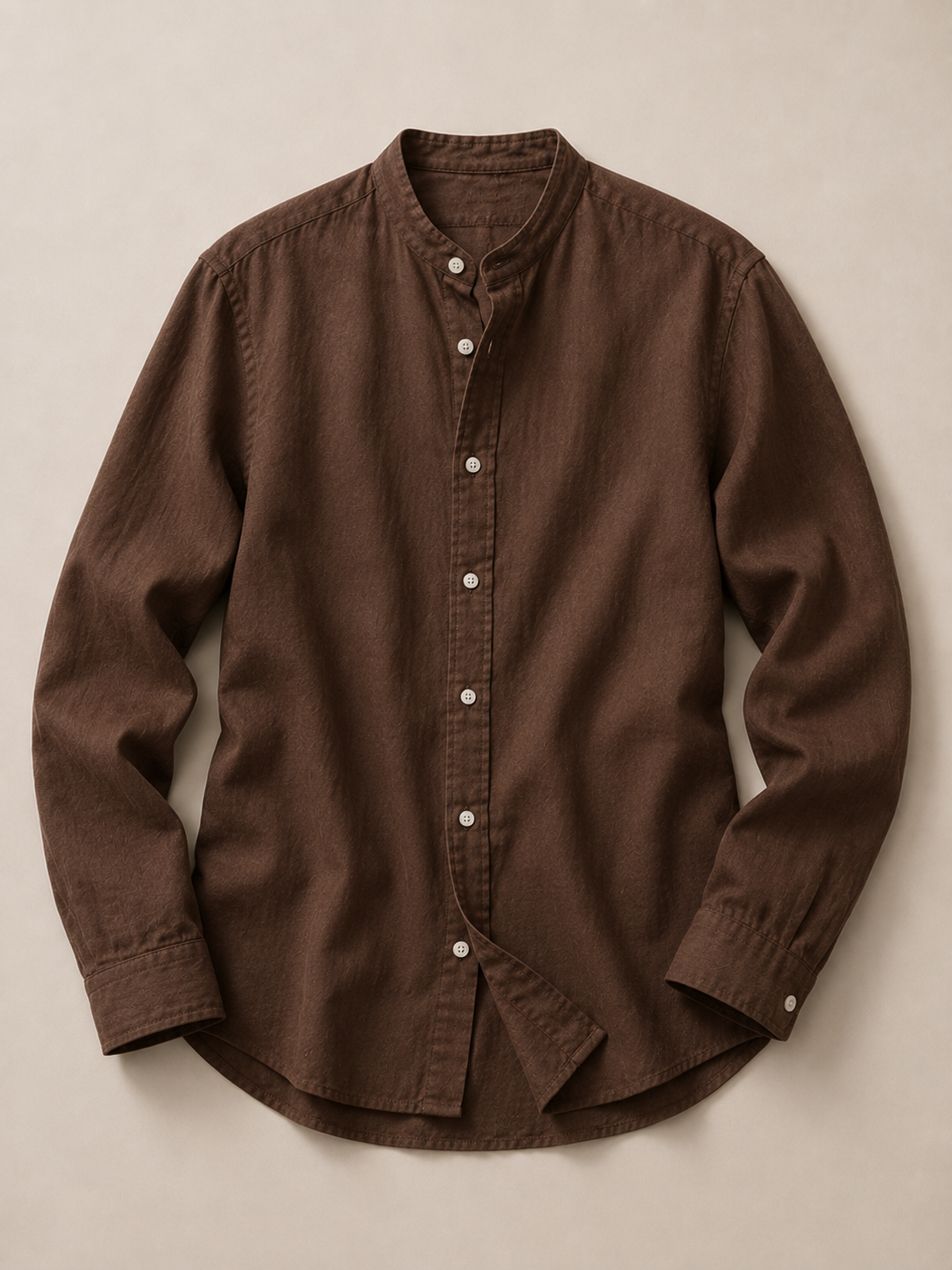 Tomis Half-Collar Shirt Brown Front