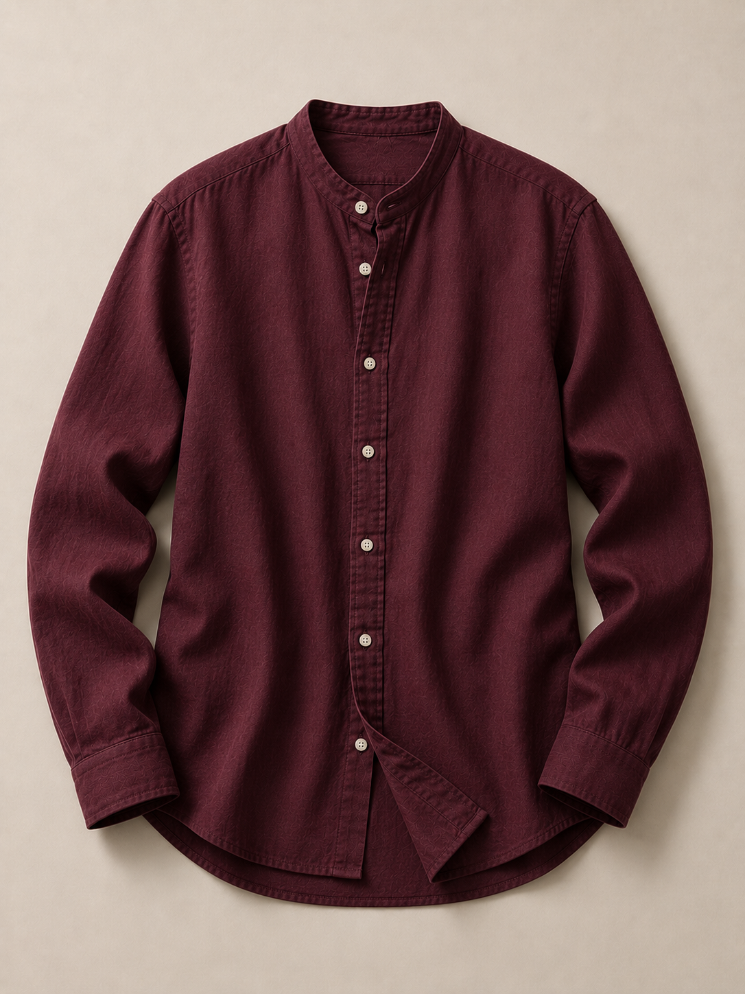 Tomis Half-Collar Shirt Burgundy Front