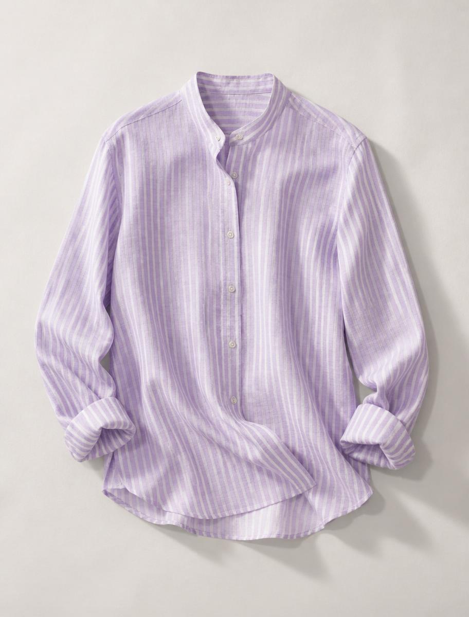 Tomis Half-Collar Shirt Lavender Front